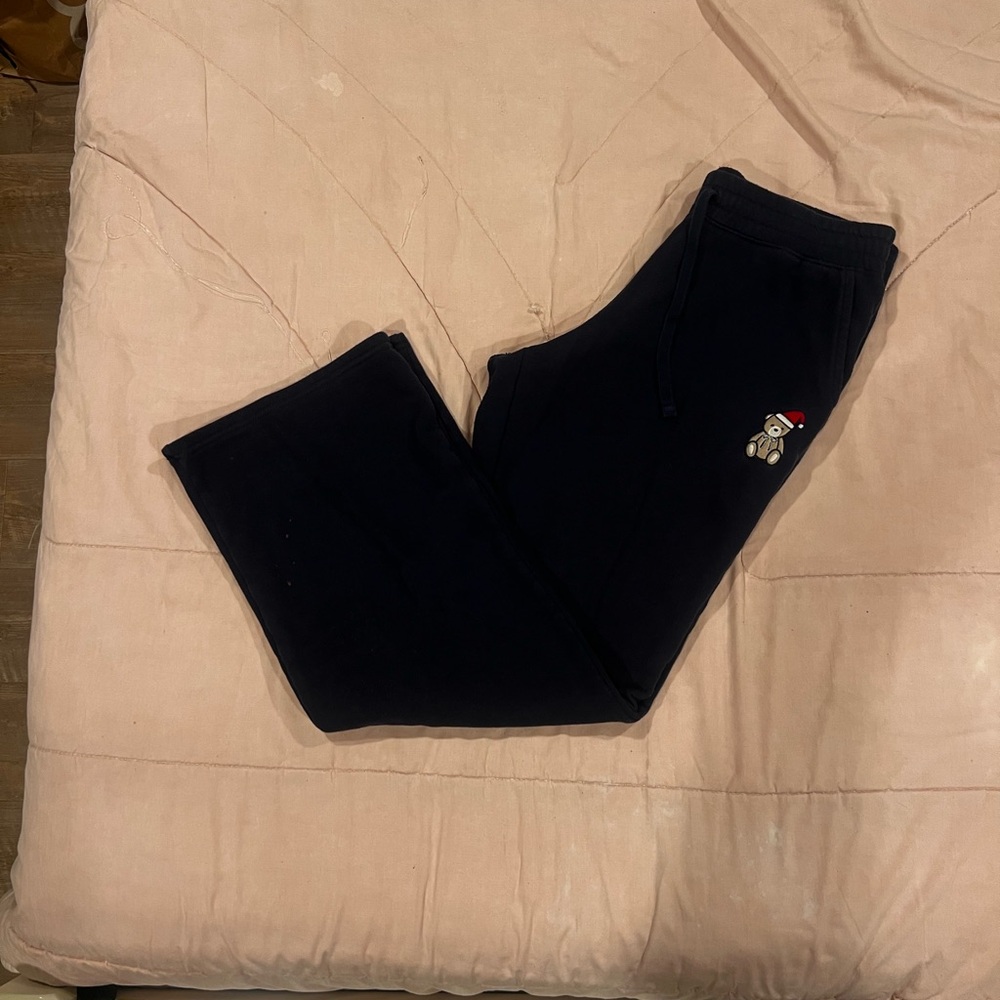 Navy blue Hollister Sweatpants with Bear Patch